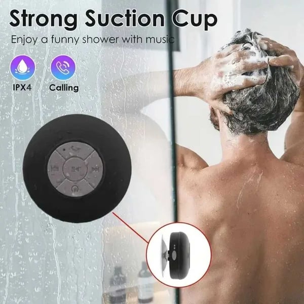 Vandtæt brusehøjttaler - Bluetooth-højttaler med sugekop Sort