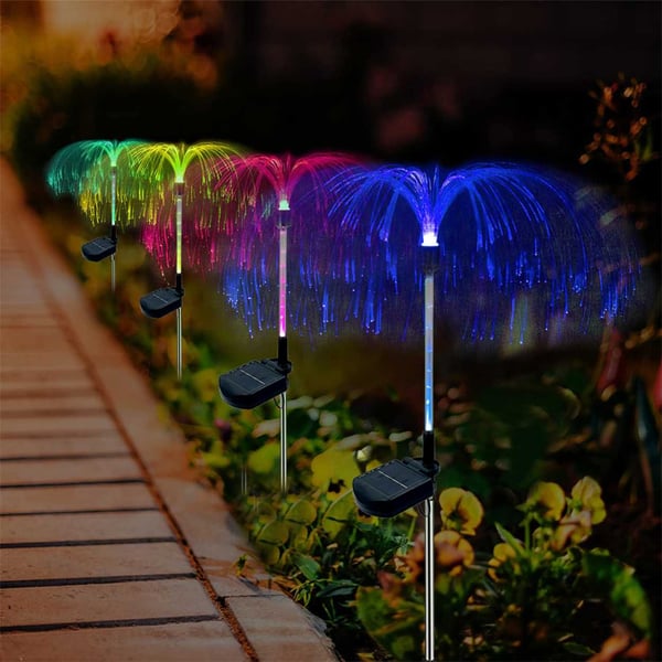 4-Pack Avatar Solcellslampa RGB Jellyfish Manet Trädgårdsbelysning med Markspjut