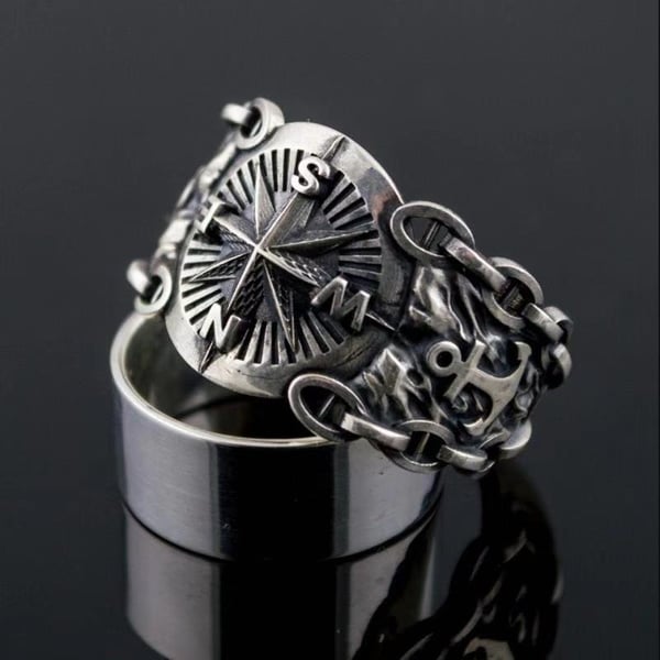 Kompass Ring Statement Justerbar Storlek
