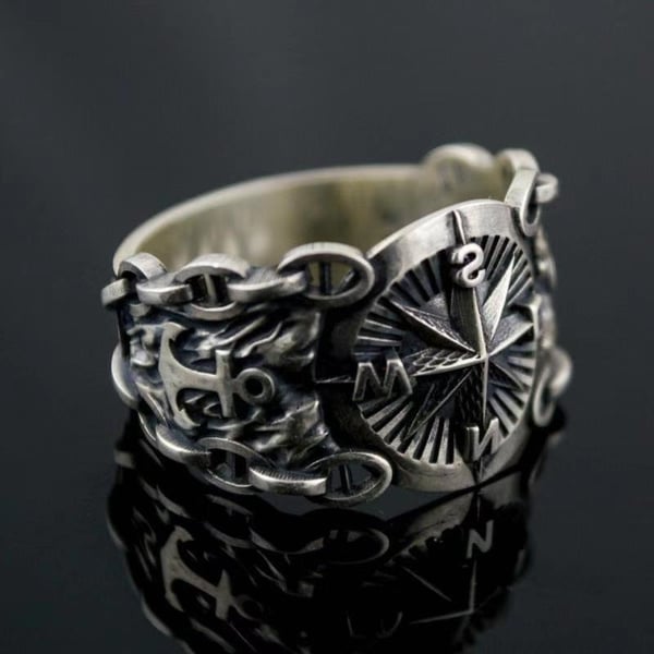Kompass Ring Statement Justerbar Storlek