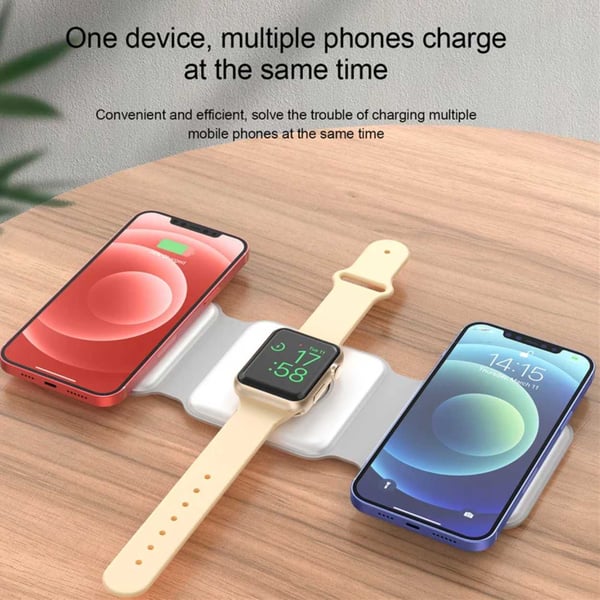 Vikbar Trådlös Mobilladdare 3-i-1 Magsafe Kompatibel Vit