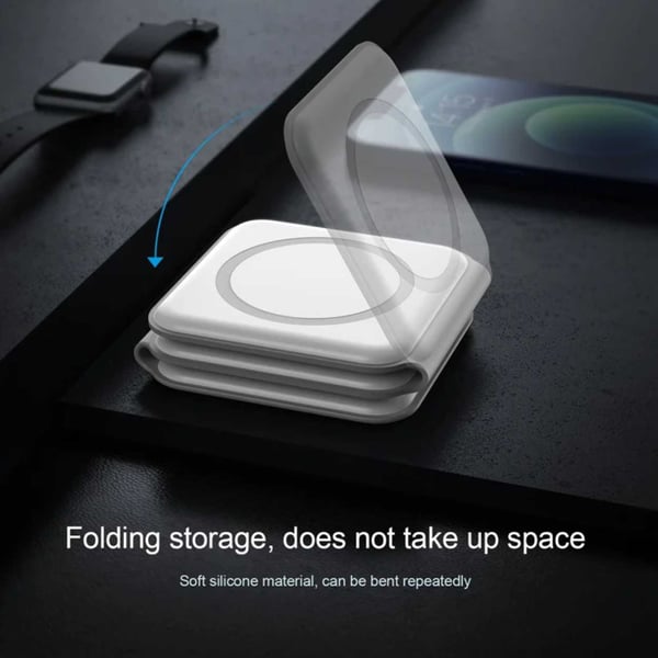Vikbar Trådlös Mobilladdare 3-i-1 Magsafe Kompatibel Vit