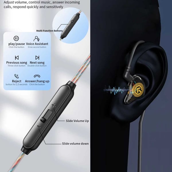 USB-C hovedtelefonskærm med kabel, mikrofon, DAC Dynamic Bass Black