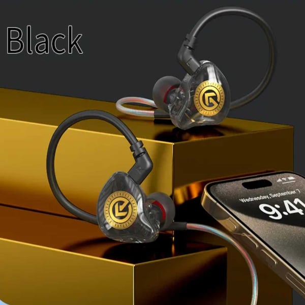 USB-C hovedtelefonskærm med kabel, mikrofon, DAC Dynamic Bass Black