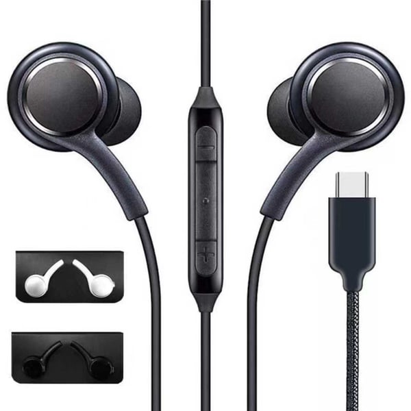 Trådade USB-C Hörlurar Earbuds med Mikrofon DAC Svart