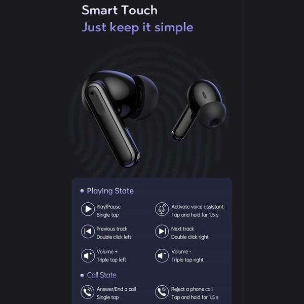 Trådløse TWS Bluetooth-hodetelefoner 20 timer ANC ENC BT 5.3 Sort