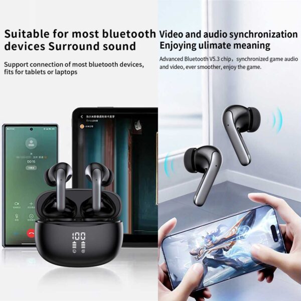 TWS Bluetooth-hodetelefoner ANC ENC BT 5.3 Sort