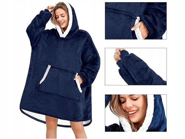 Snuggie Hoodie Blanket Oversize Filttröja Mörkblå