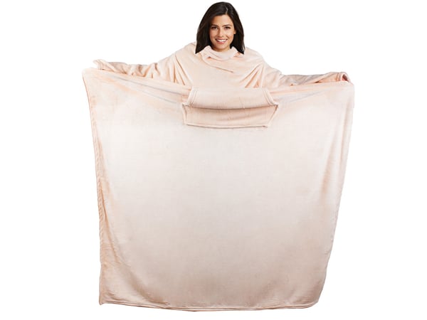 Super stort hettegenser teppe | XXL Tov morgenkåpe Beige