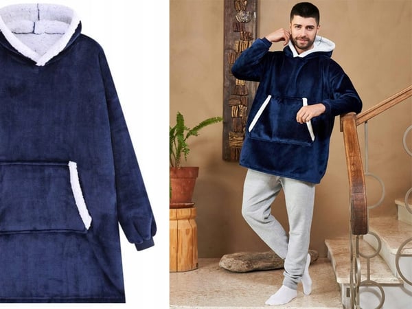 Snuggie Hoodie Blanket Oversize Filttröja Mörkblå