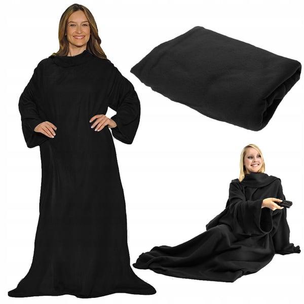 Superstor Hoodie Blanket | XXL Filtmorgonrock Svart