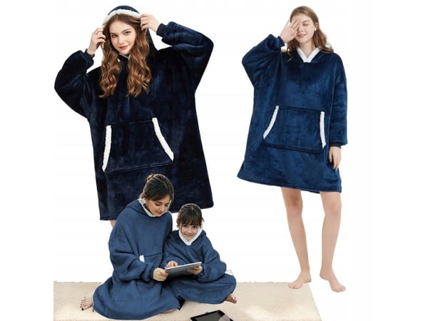 Snuggie Hoodie Blanket Oversize Filttröja Mörkblå