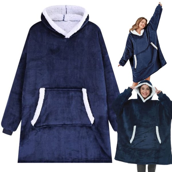 Snuggie Hoodie Blanket Oversize Filttröja Mörkblå