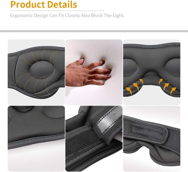 3D Memory Foam Sovemaske med Bluetooth-hovedtelefoner og timer | Luksus sovehovedtelefoner sort