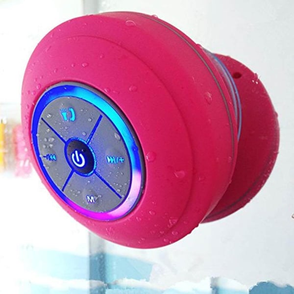 Vanntett dusjhøyttaler med RGB LED - Bluetooth-høyttaler med sugekopp blå