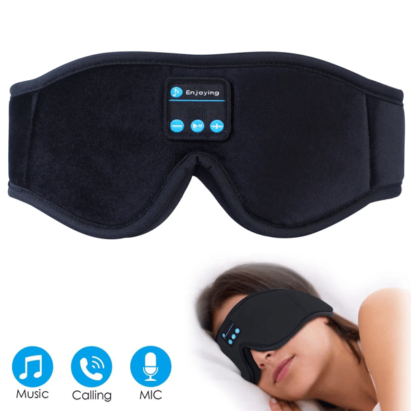 3D Memory Foam Sovemaske med Bluetooth-hovedtelefoner og timer | Luksus sovehovedtelefoner sort
