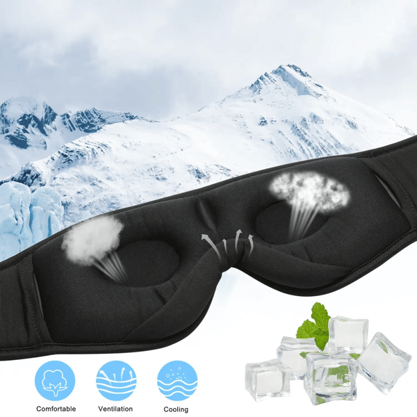 3D Memory Foam Sovemaske med Bluetooth-hovedtelefoner og timer | Luksus sovehovedtelefoner sort