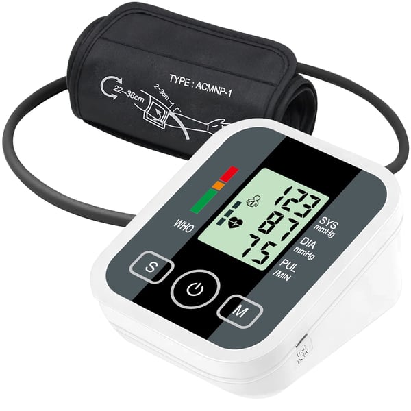 Elektronisk Blodtrycksmätare för Överarm med LCD-display och Arytmifunktion