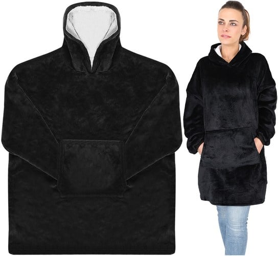 XXL Sweatshirt Filt – Svart, Varm & Mysig Oversize Tröja