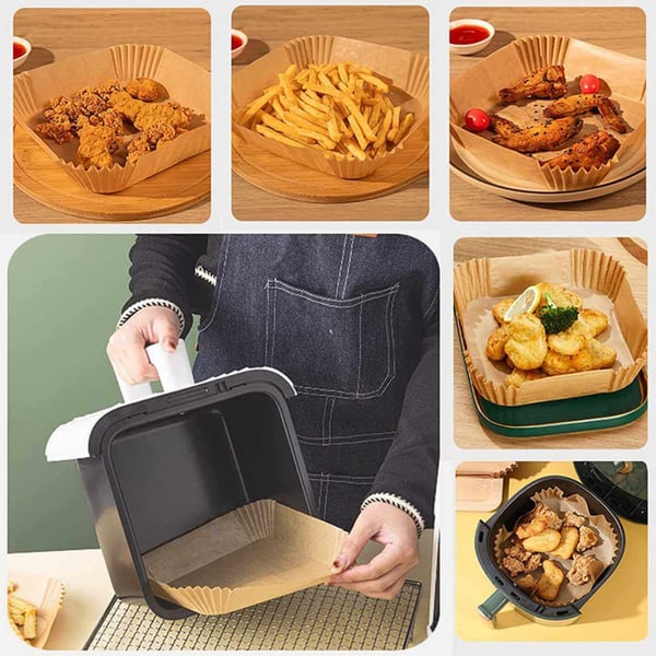 50stk Square Airfryer Paper - Bakepapir for Airfryer 20cm