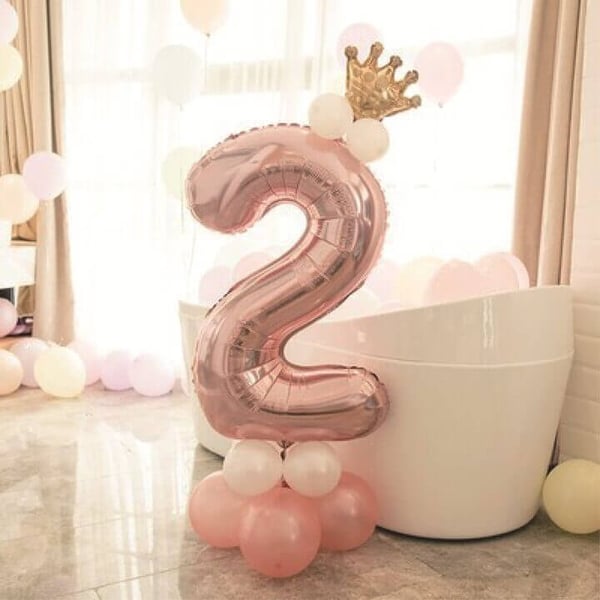 Stort vertikalt tallballongsett | Rose gull Metallic Number 2 110cm