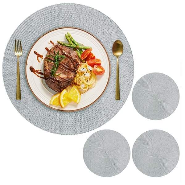 4-Pack Flätade Runda Bordstabletter Grå 38cm