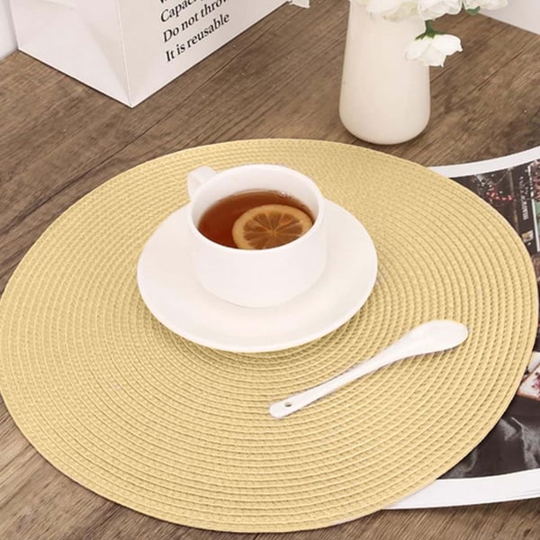 4-Pack Flätade Runda Bordstabletter Guld 38cm