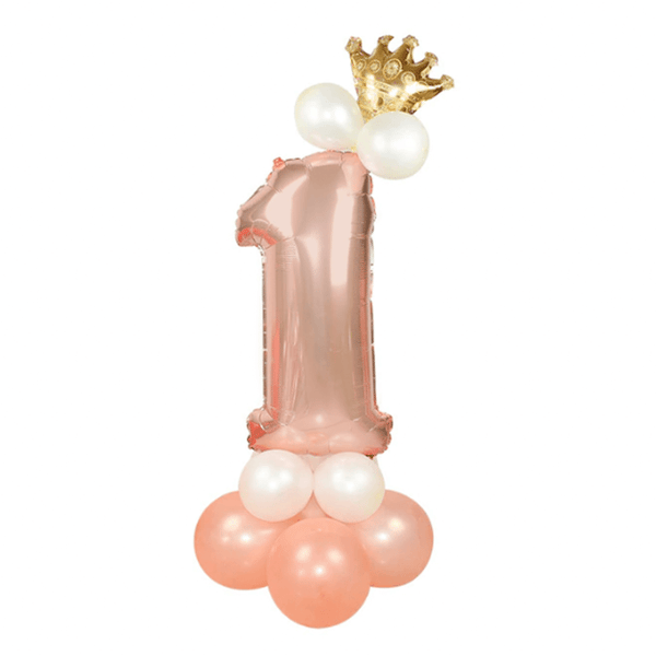 Stor Stående Sifferballong Set | Roséguld Metallic Nummer 1 110cm