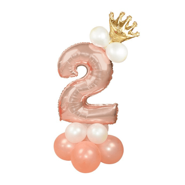 Stor Stående Sifferballong Set | Roséguld Metallic Nummer 2 110cm