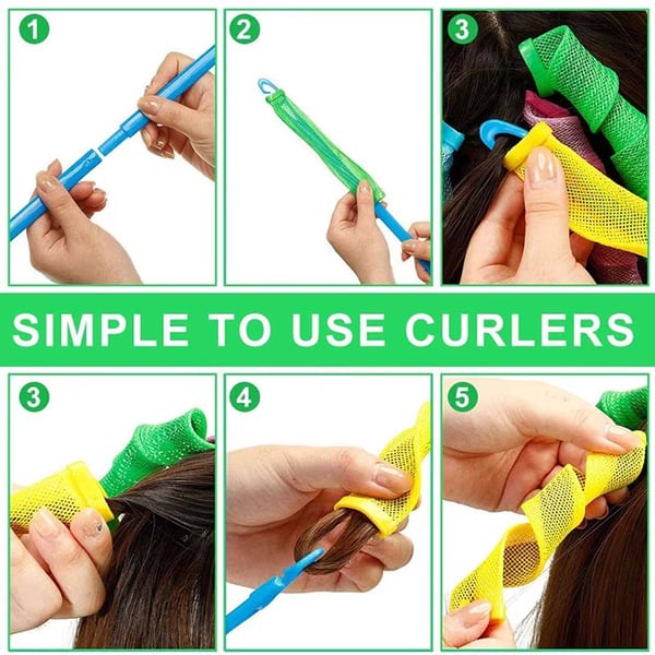 Hårruller Heatless Curling sløjfebånd 18-Pack