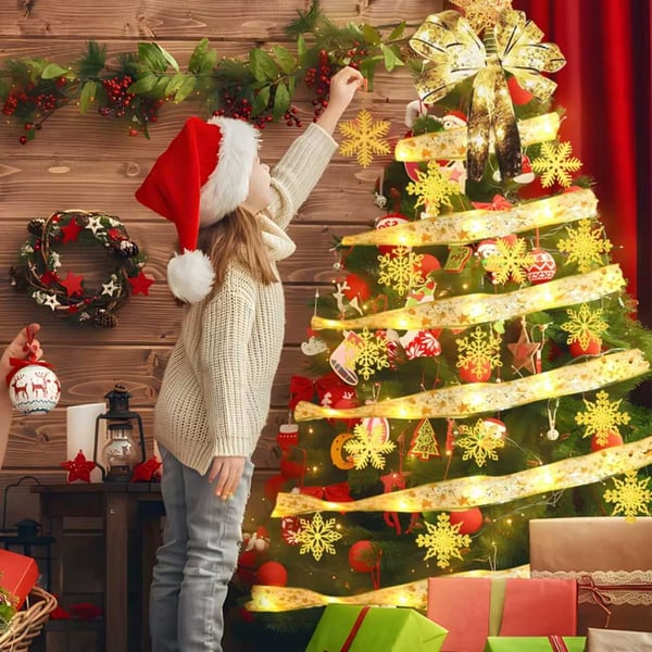 Juletrebelysning LED Lyssnor | Julebelysning til juletre og Pakke | Batteridrevet