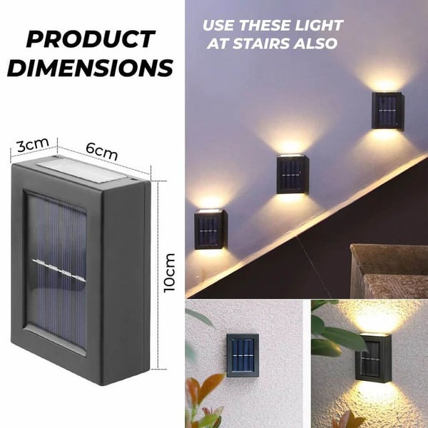2-Pack Solcellelampe for Fasadevegg Utendørs - Fasadebelysning Solcelle Sort (kopi)