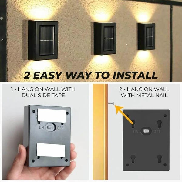 2-Pack Solcellelampe for Fasadevegg Utendørs - Fasadebelysning Solcelle Sort (kopi)
