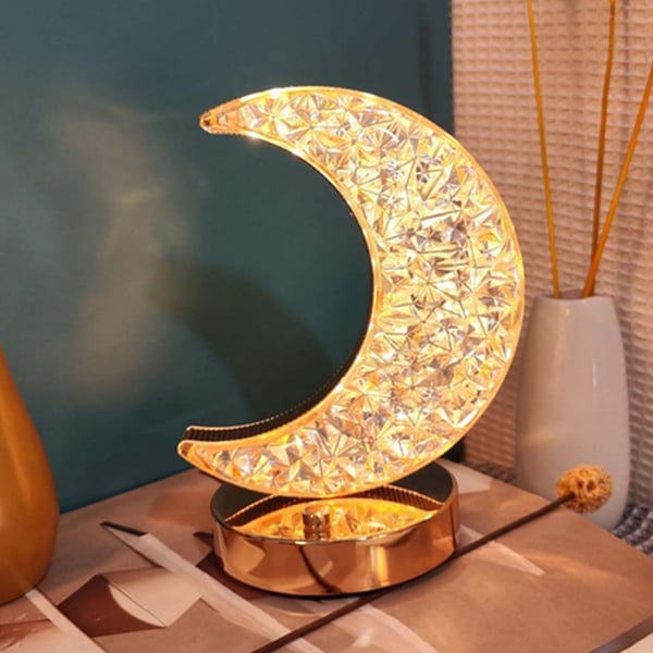 Uppladdningsbar Bordslampa Kristall Måne LED RGB