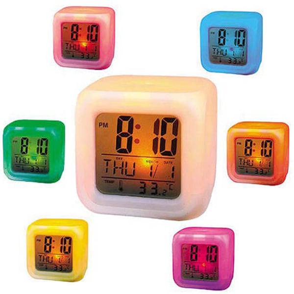 Väckarklocka RGB LED Nattlampa Alarmklocka
