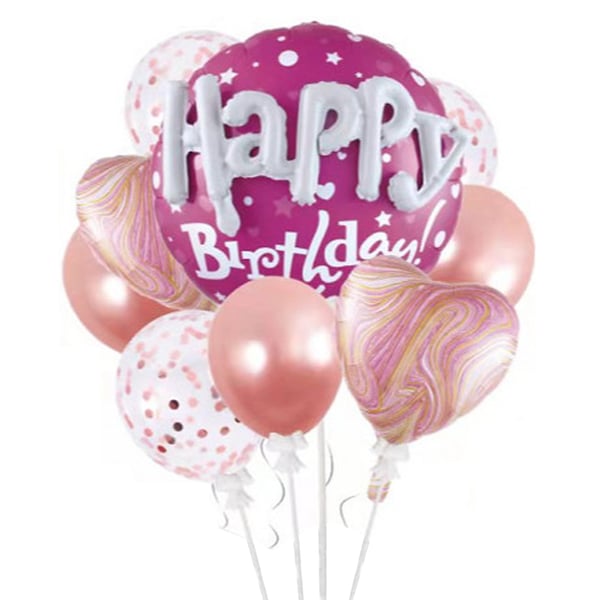 Ballongsett Bursdag Gratulerer med dagen | 10 ballonger rosa
