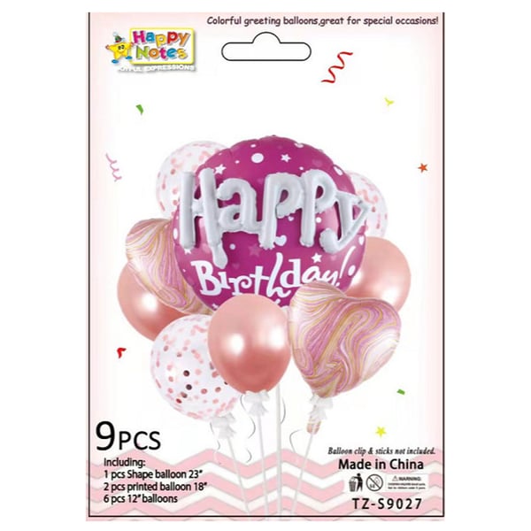 Ballongsett Bursdag Gratulerer med dagen | 10 ballonger rosa