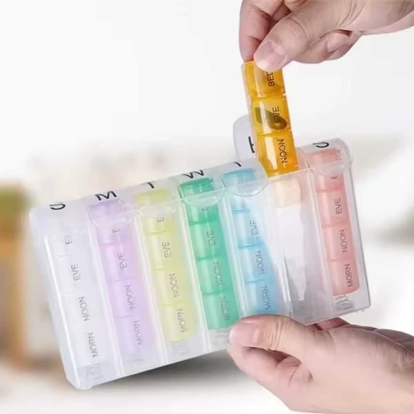 Doseringslåda Morgon/Kväll – Pillerburk Vecka för Medicin och Vitaminer