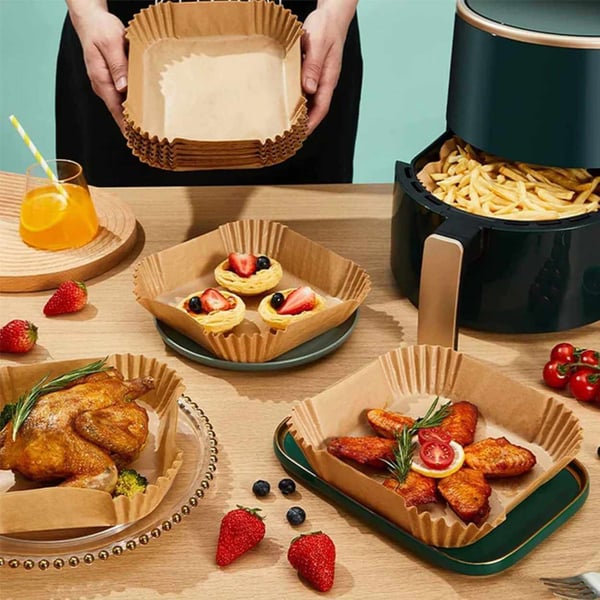 50st Fyrkantiga Airfryer Papper – Bakplåtspapper för Luftfritös 16cm