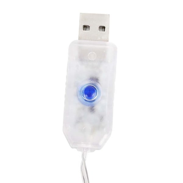 LED Gardin USB Lysstreng med Fjernkontroll 300 LED 3m Kald Hvit