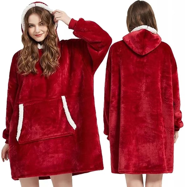 100% Bomull Oversize Teppe Snuggie Rød