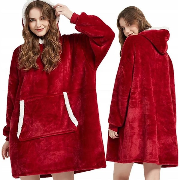 100% Bomull Oversize Teppe Snuggie Rød