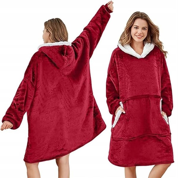 100% Bomull Oversize Teppe Snuggie Rød