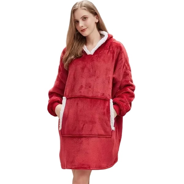 100% Bomull Oversize Teppe Snuggie Rød