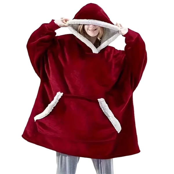 100% Bomull Oversize Teppe Snuggie Rød