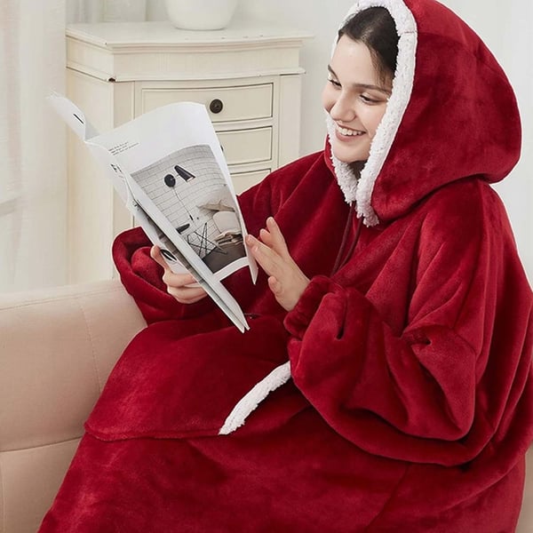100% Bomull Oversize Teppe Snuggie Rød