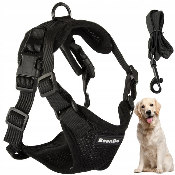 Mjukt och Tryckfritt Hundsele med Reflexdetaljer XL Svart