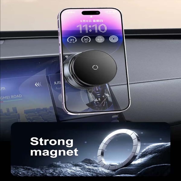 360° Magsafe Bilhållare med Trådlös Laddning och Superstark Vakuum Sugpropp