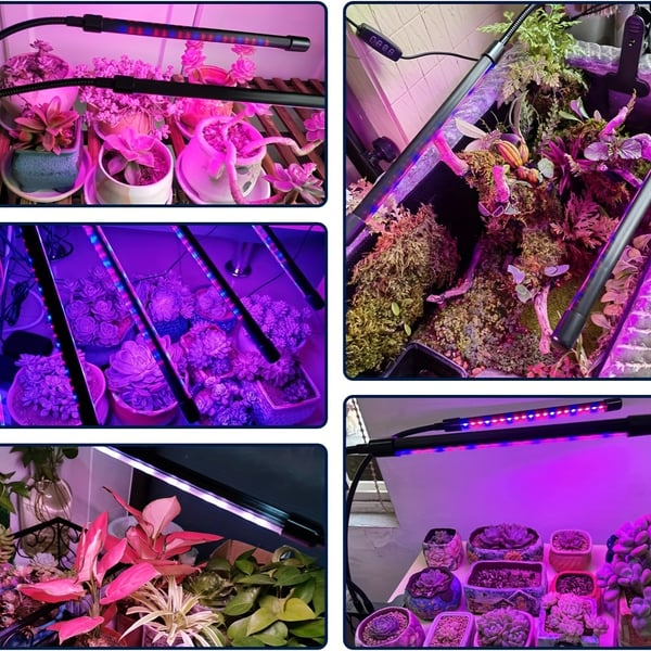 LED Växtbelysning – Trippel Växtlampa Full Spektrum med Klämma