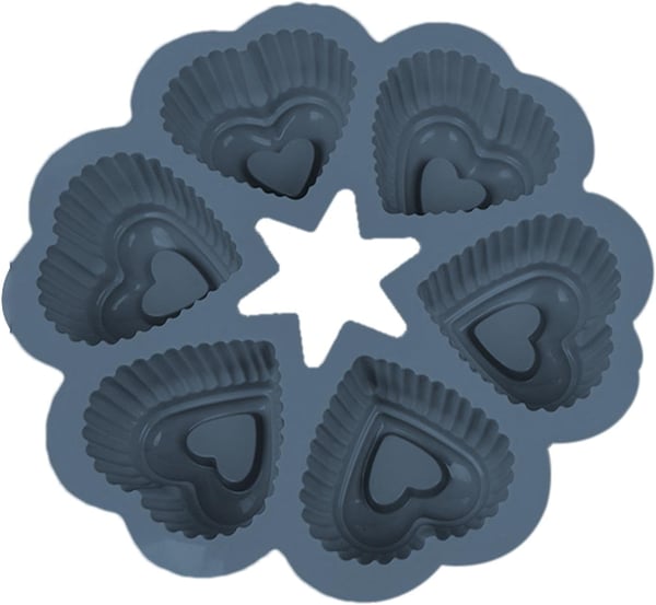 Silikonform för 6st Hjärtformade Muffins och Cupcakes